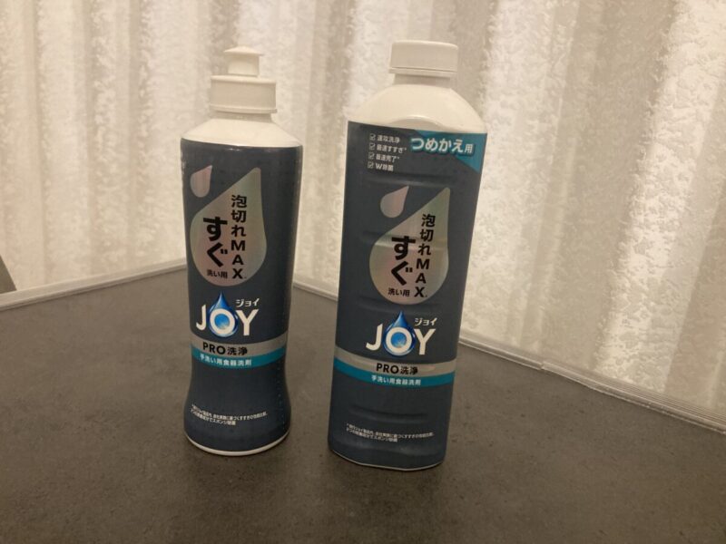 コストコ新商品のJOY PROすぐ洗い用(本体と詰め替え)手洗い用食器洗剤