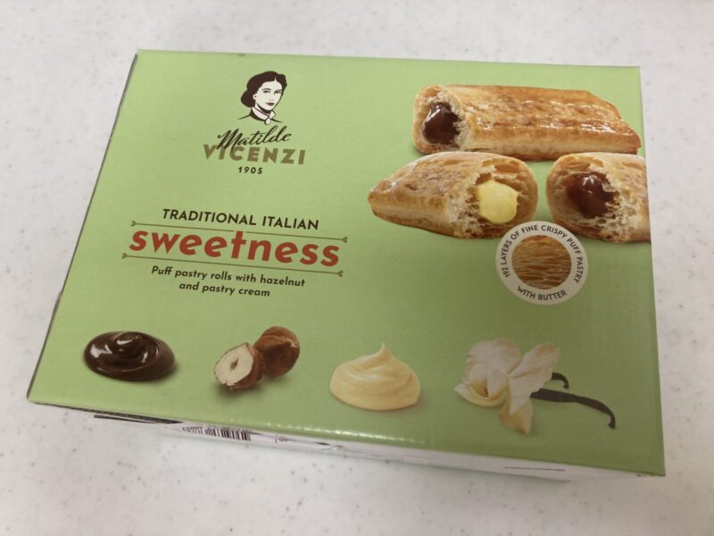 コストコ新商品VICENZIイタリアンパフペイストリー クリーム＆ヘーゼルナッツの商品概要