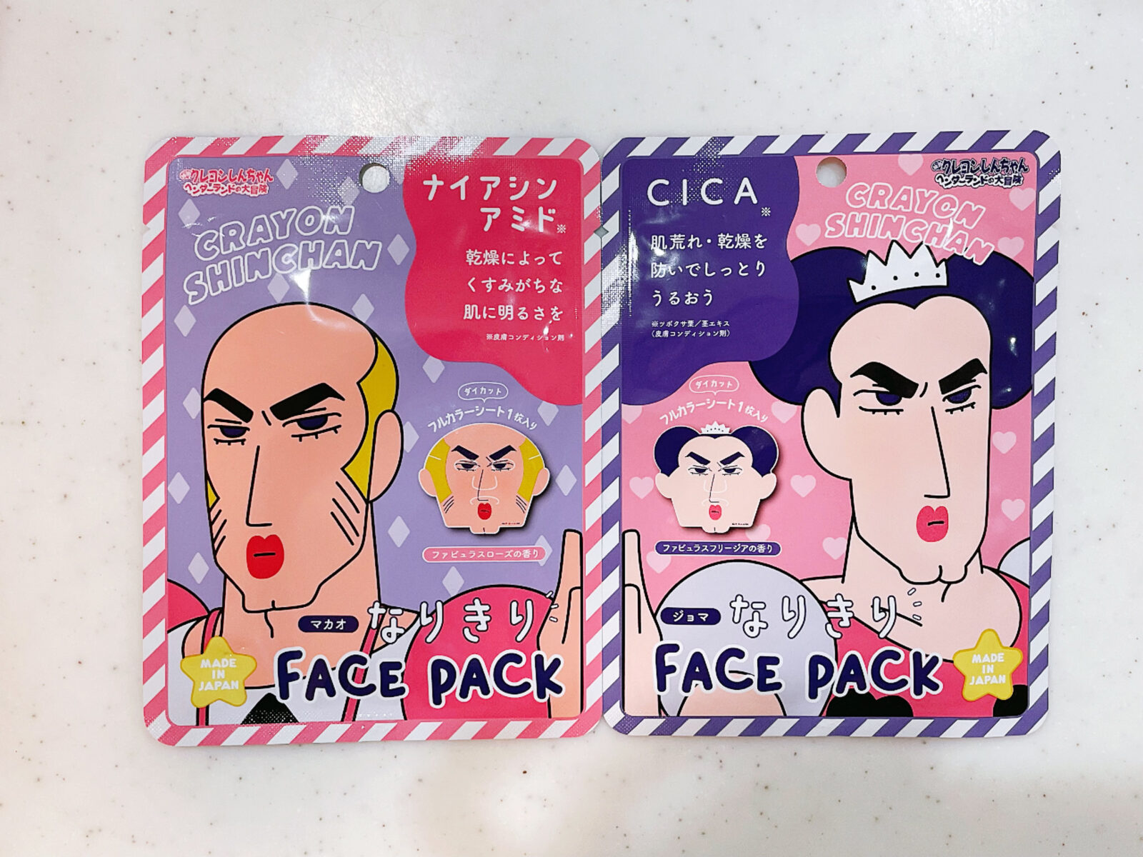 【商品概要】ドンキのクレヨンしんちゃんなりきりフェイスパックマカオとジョマ