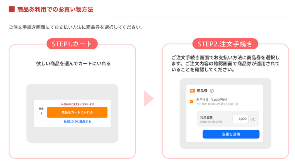 Yahoo!ショッピング商品券の使い方
